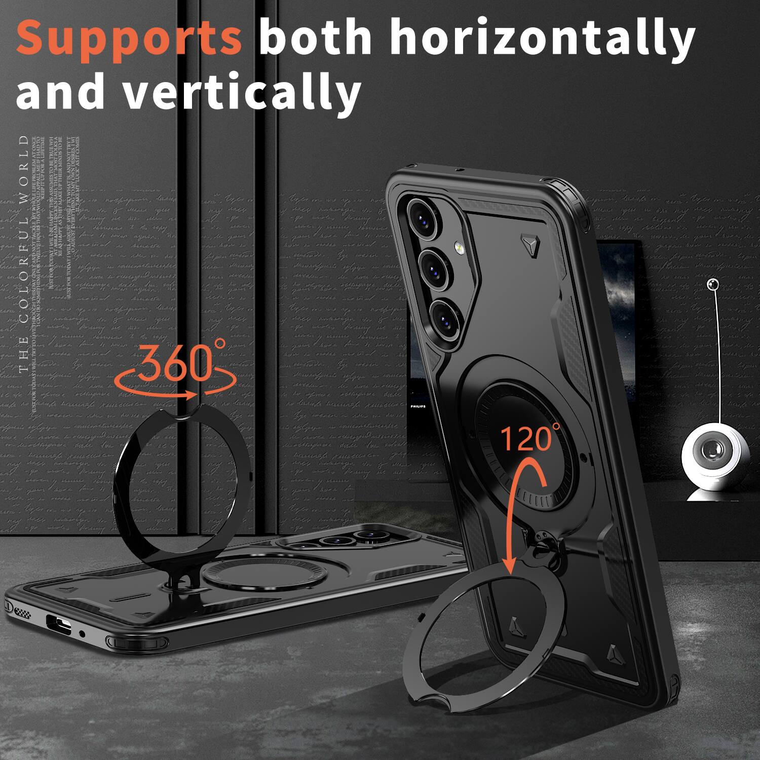 Supports both horizontally and vertically

360°

120°