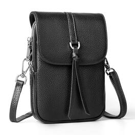 ESBANY - Genuine Leather Small Crossbody Bags for Women, Multi Pocket Cell Phone Crossbody Purse with RFID Blocking Card Slots - Black