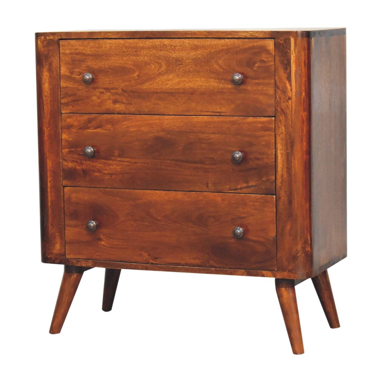 Left. Artisan Furniture - Artisan Furniture Solid Wood Bera Chest, 3 Drawers, Brown - Brown.