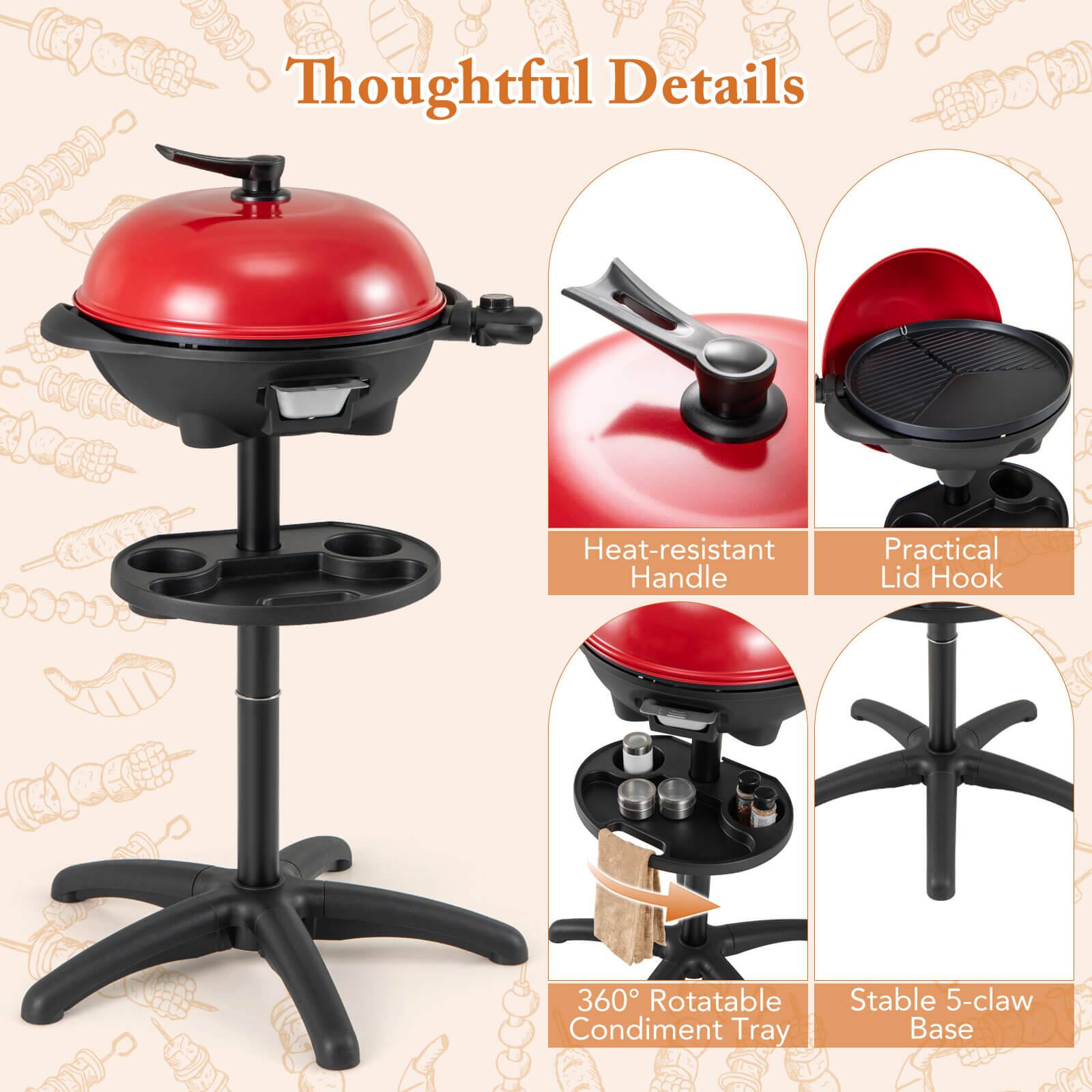 Thoughtful Details: Heat-resistant handle, practical lid hook, 360 rotatable condiment tray, stable 5-claw base.