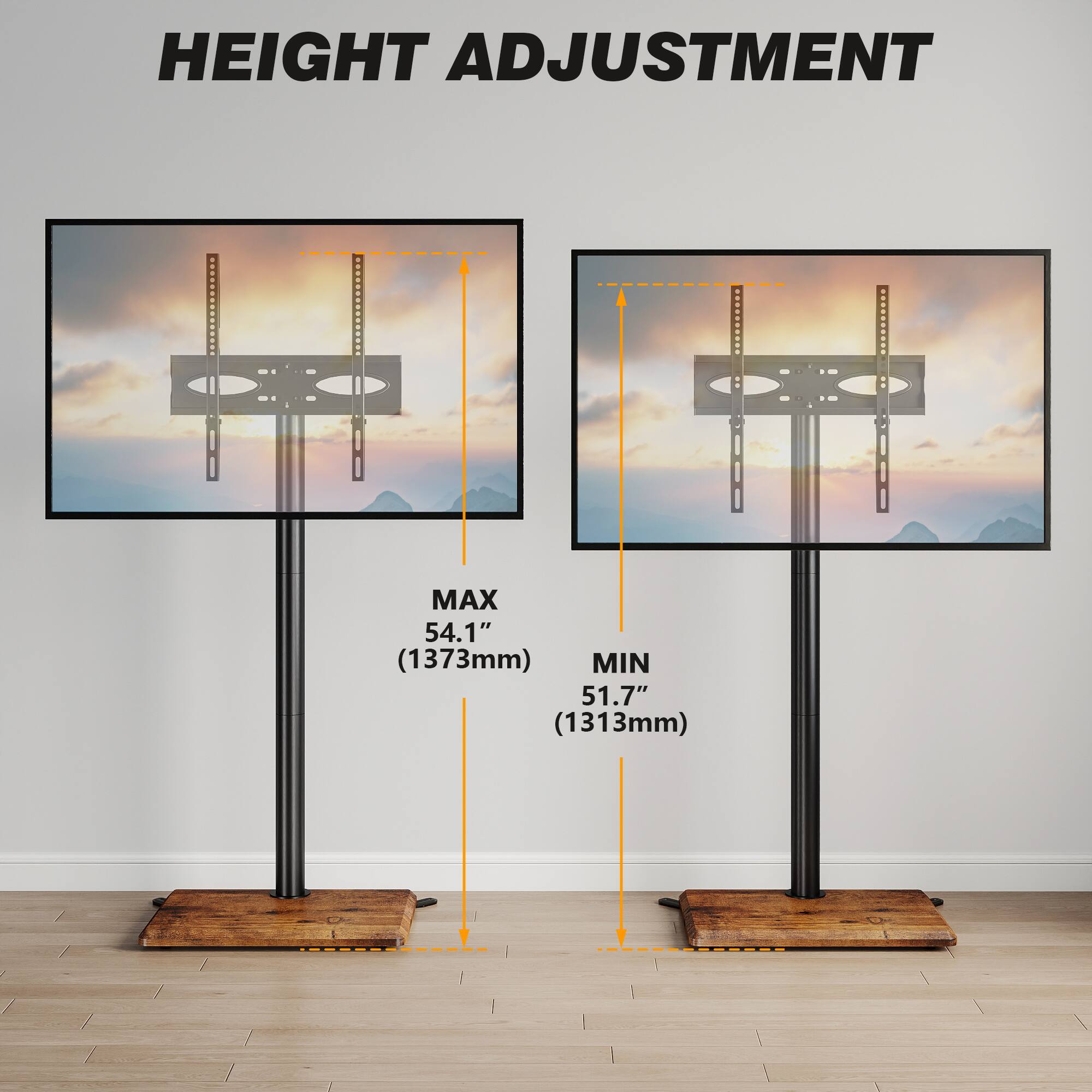 HEIGHT ADJUSTMENT  
MAX 54.1" (1373mm)  
MIN 51.7" (1313mm)