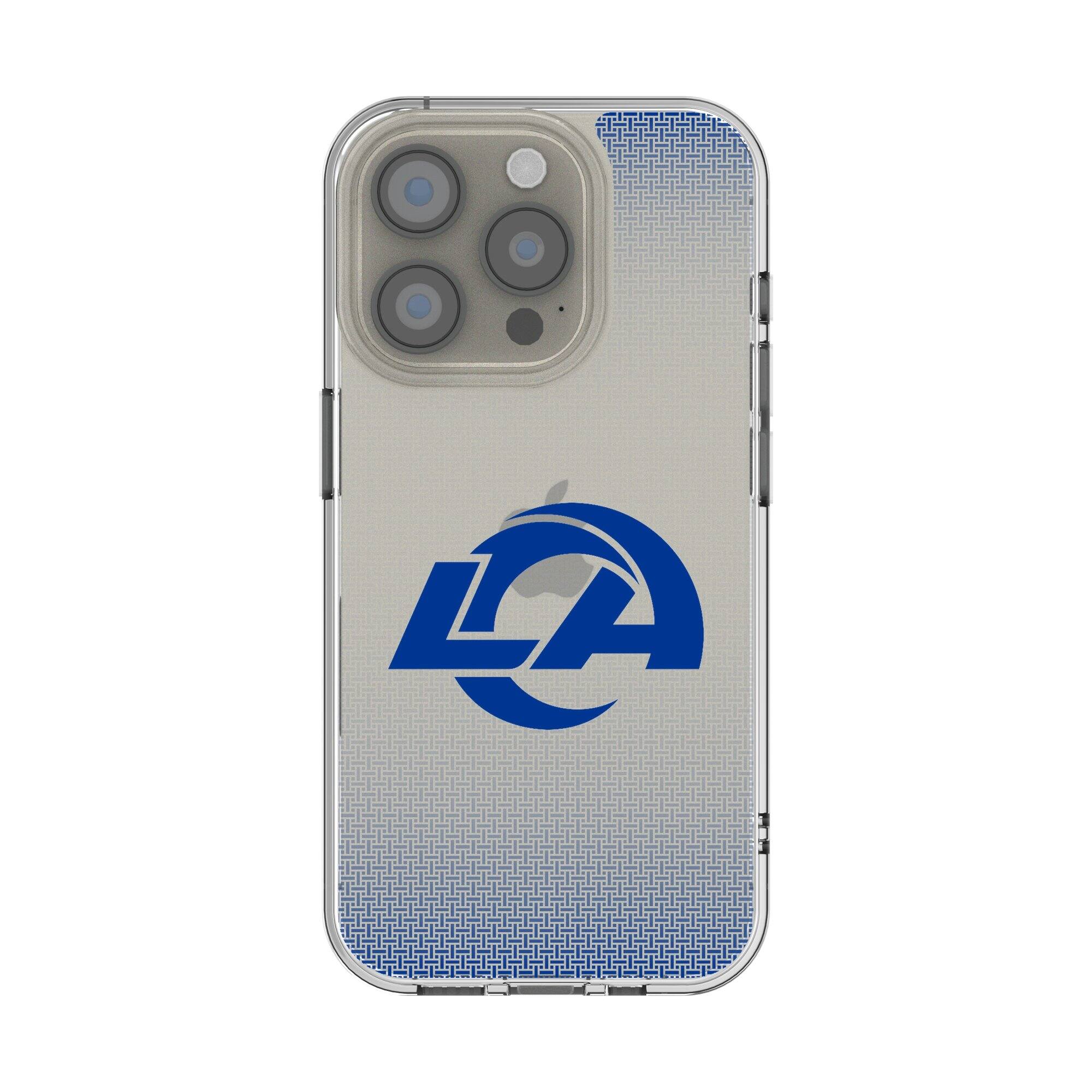 Front. Keyscaper - Los Angeles Rams Linen Logo iPhone Clear Case - 16 Pro - Multicolor.