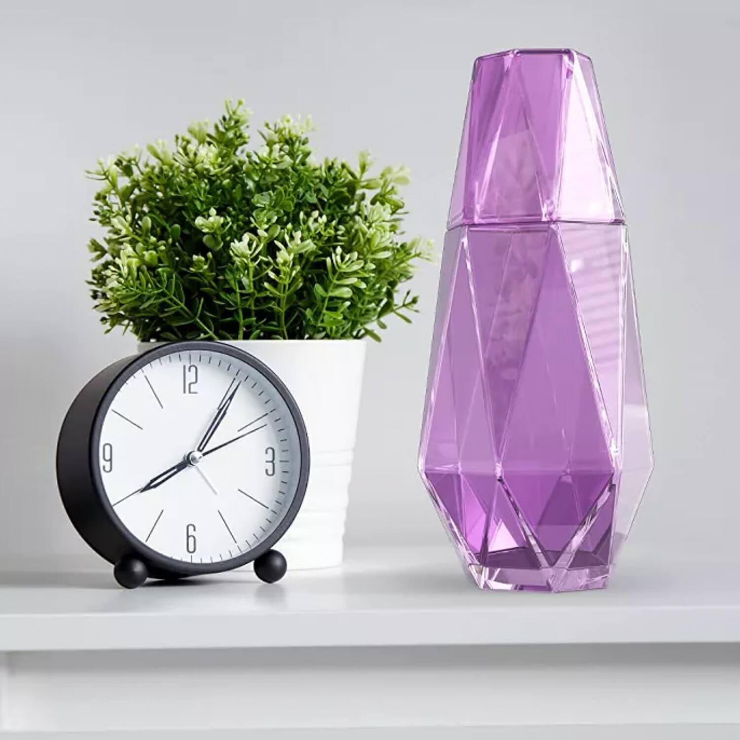 Left. Jay Import - Geometric Purple Carafe Set 37.18 OZ. - Purple.