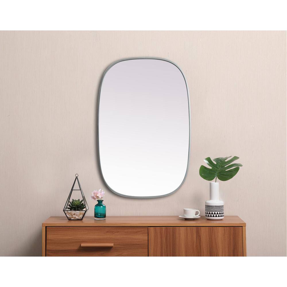Alt View 5. Elegant Decor - Metal Frame Oval Mirror 24x36 Inch in Silver - Silver.