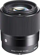 Angle. Sigma - 30mm 1.4 DC DN Contemporary Lens for select Sony APS-C E-mount cameras - Black.