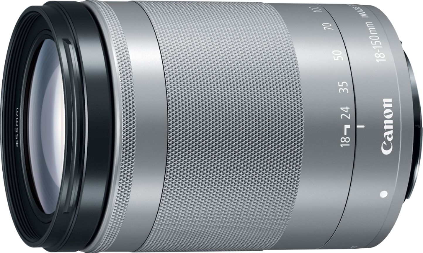Angle View: Canon - EF-M 18-150mm f/3.5-6.3 IS STM Telephoto Zoom Lens for EOS M Series Cameras - Silver