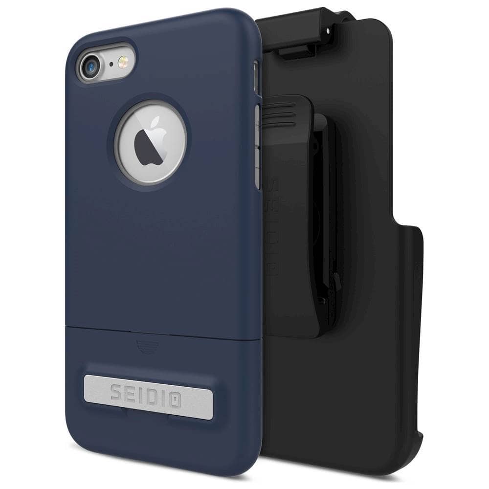 Seidio - SURFACE Combo Case for Apple® iPhone® 7 - Gray/Midnight blue - Larger Front