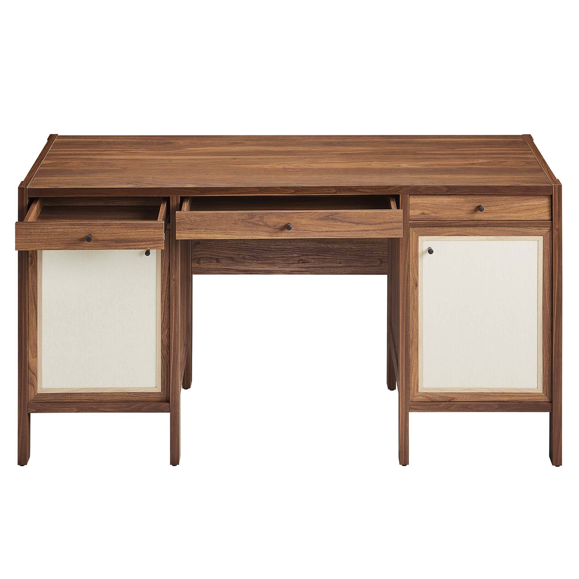 Alt View 5. Modway - Capri 58" Wood Grain Office Desk by Modway - Walnut.