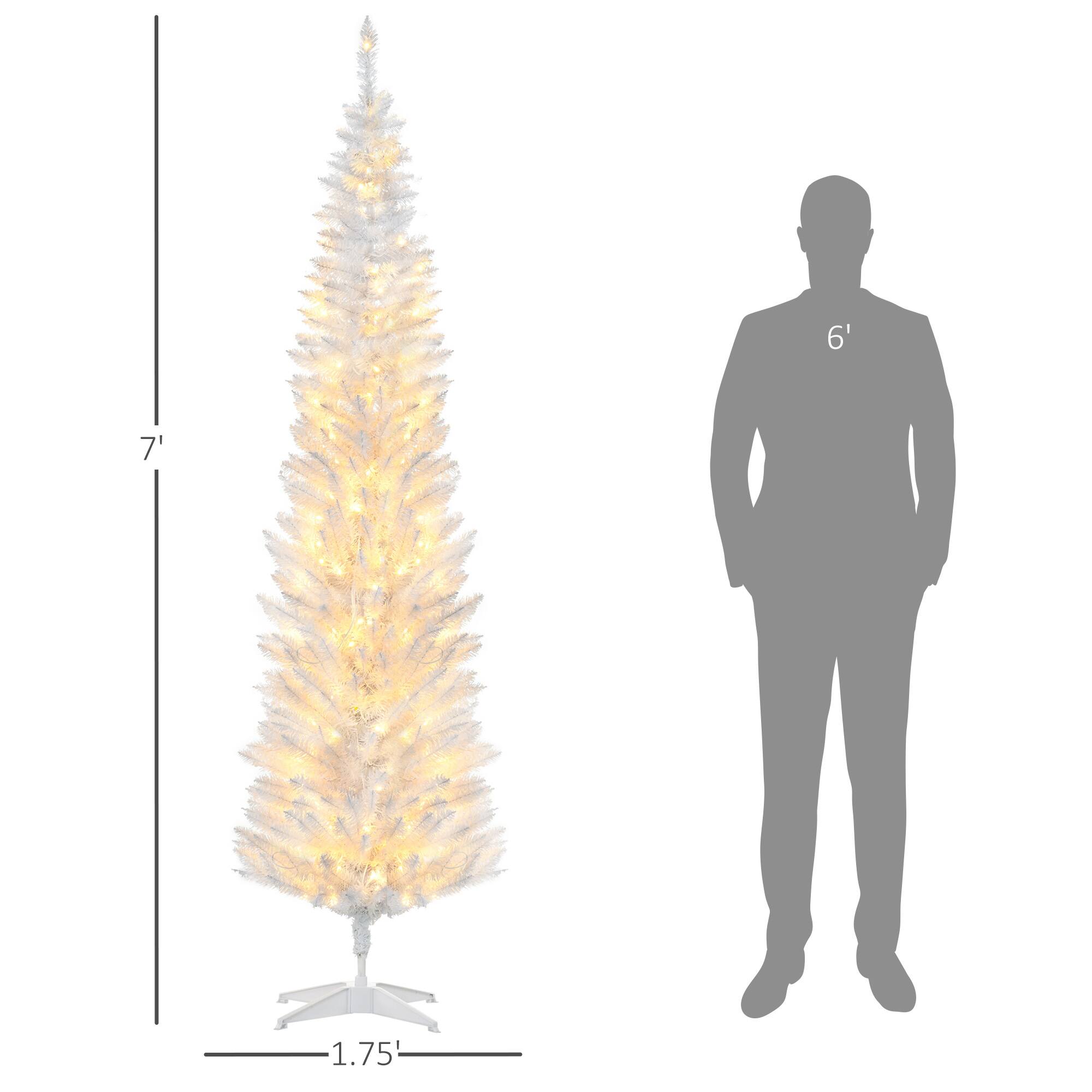 Alt View 2. Homcom - Pre-Lit Slim Noble Fir Artificial Christmas Tree, 200 Warm White LEDs, 499 Tips - white.