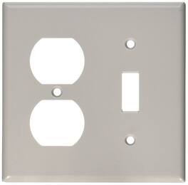 Leviton - 2 gang Thermoset Plastic Duplex/Toggle Wall Plate 1 pk - Gray