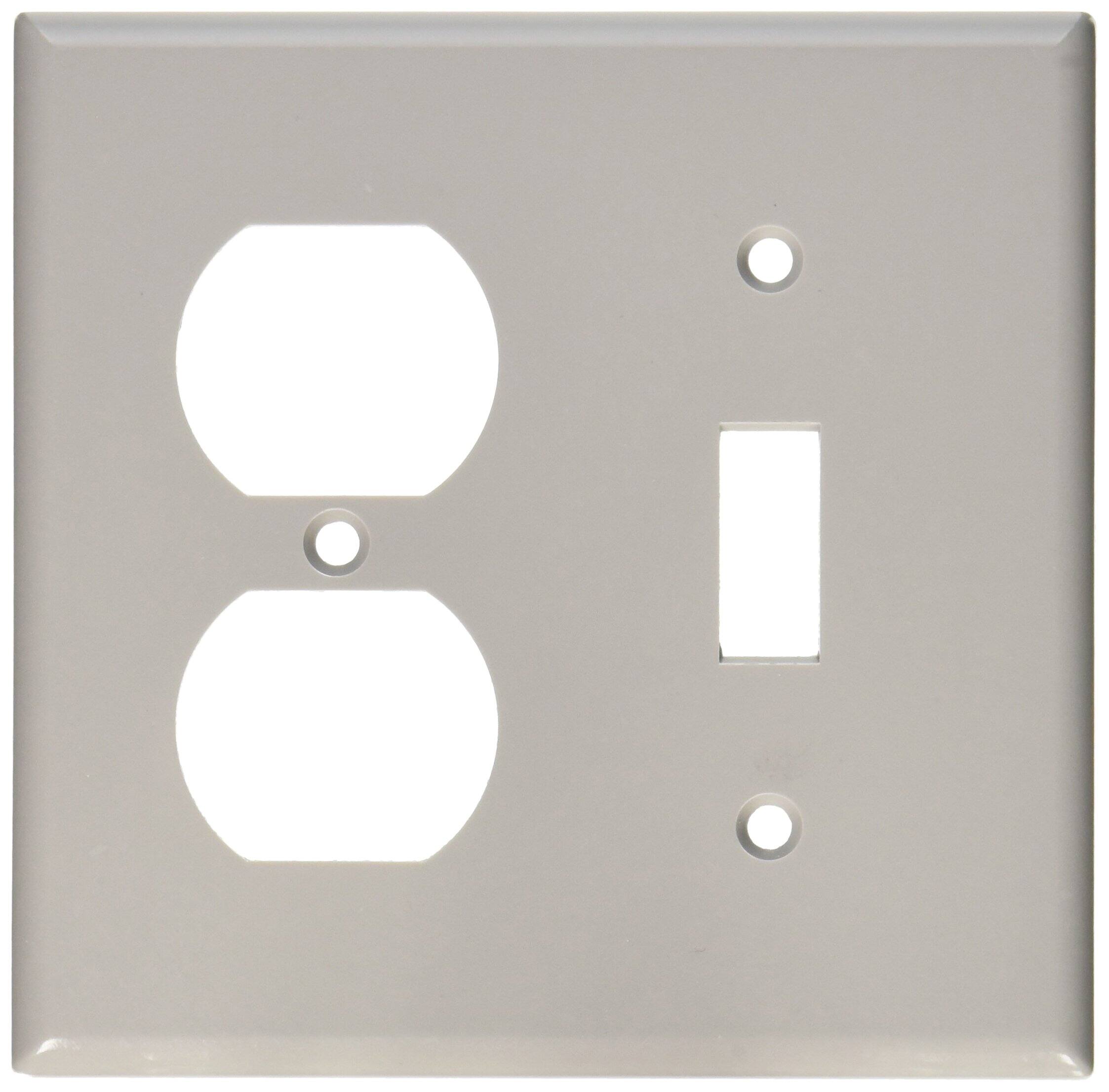 Front. Leviton - Leviton Gray 2 gang Thermoset Plastic Duplex/Toggle Wall Plate 1 pk - Gray.