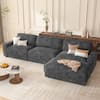 Front. Dyonery - 120" Oversized Modular Sectional Sofa, L-Shaped Cloud Couch with 2 Pillows & Ottoman for Living Room - Grey-4.