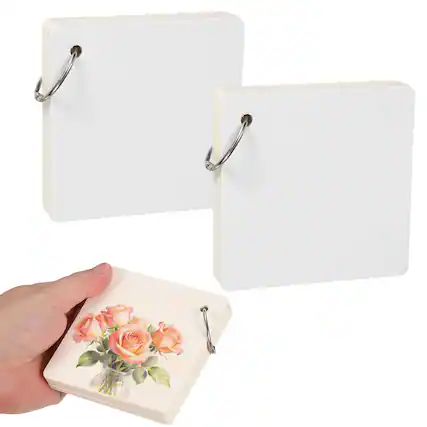 Front. Unique Bargains - 2pcs Mini Watercolor Sketchbook 3.94x3.94 Inch, 55 Sheets/110 Pages 230GSM Portable Square Travel Notebook Painting - White.