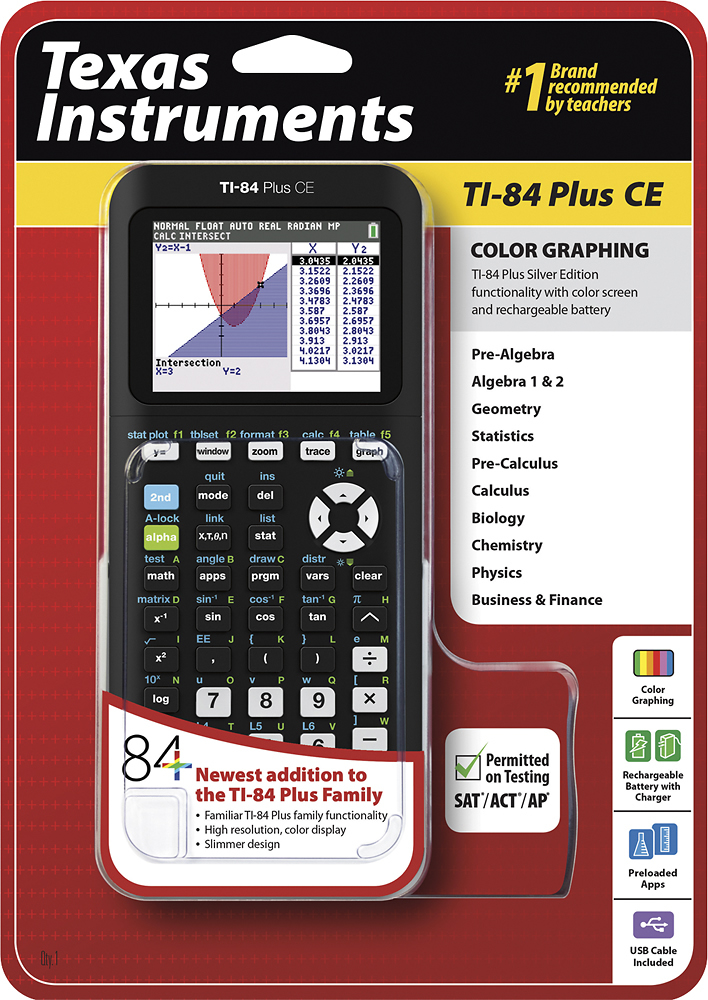 Instruments TI-84+ CE Graphing Calculator Black 84+CE Best Buy