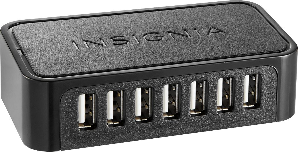 Angle View: Insignia™ - 7-Port USB 2.0 Hub - Black