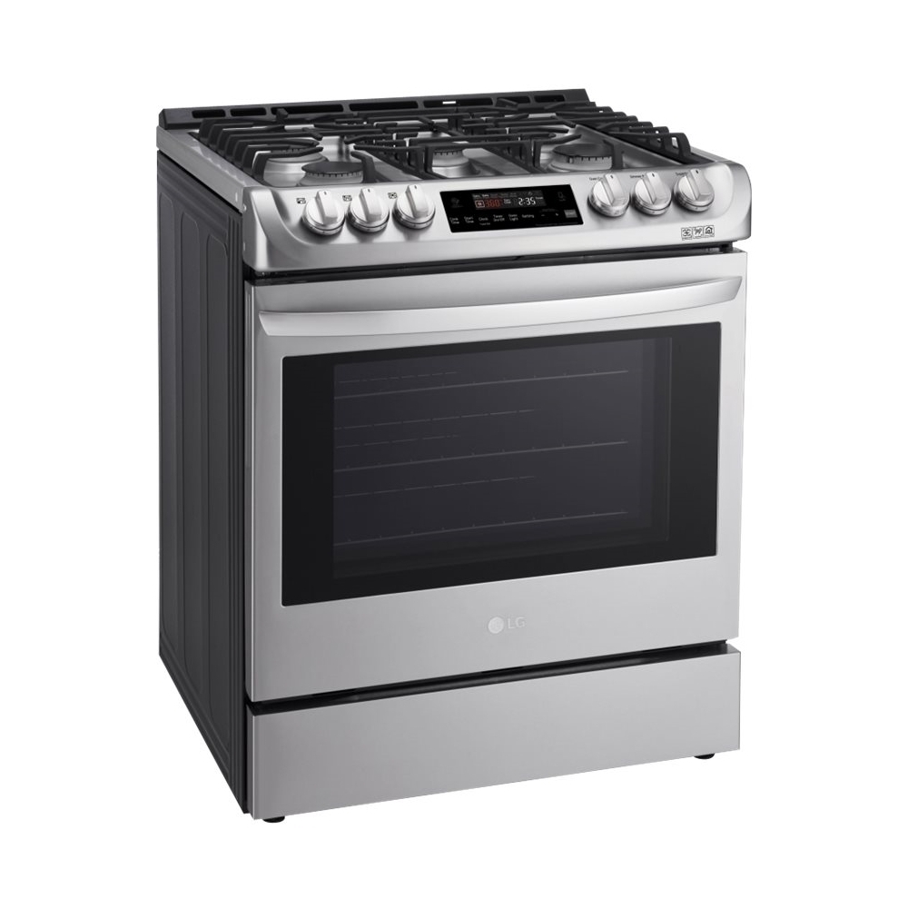 Left View: GE - 5.0 Cu. Ft. Self-Cleaning Freestanding Gas Range - Stainless Steel