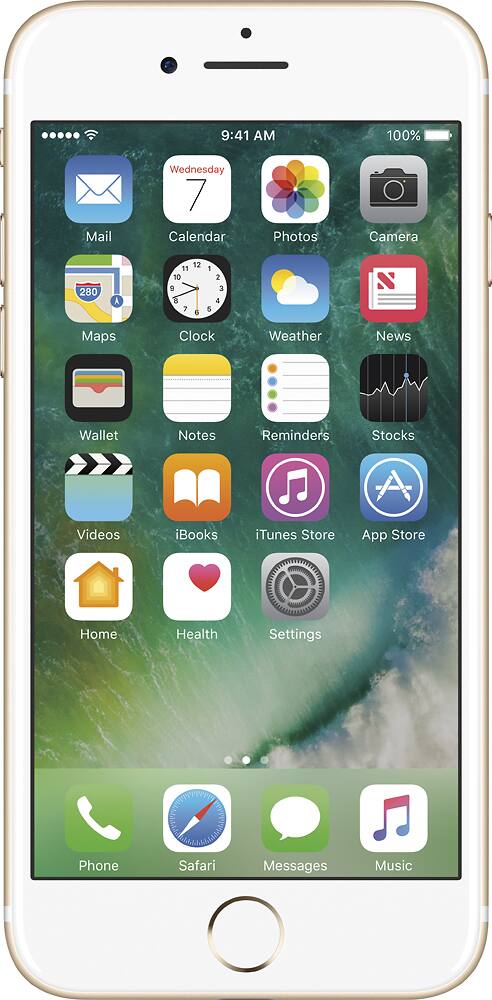 Front. Apple - Geek Squad Refurbished iPhone 7 128GB - Gold.