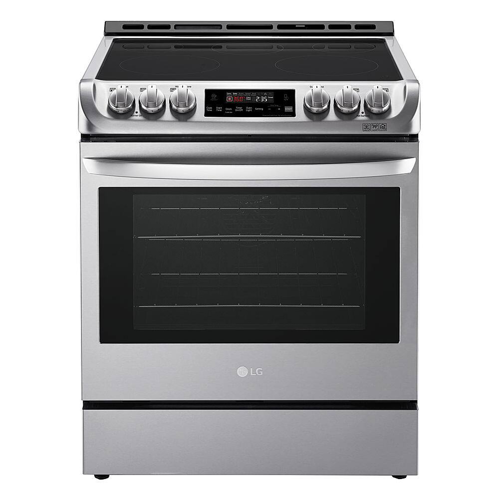 Front. LG - 6.3 Cu. Ft. Slide-In Electric True Convection Range with EasyClean and UltraHeat 3200W Power Burner - Stainless steel.