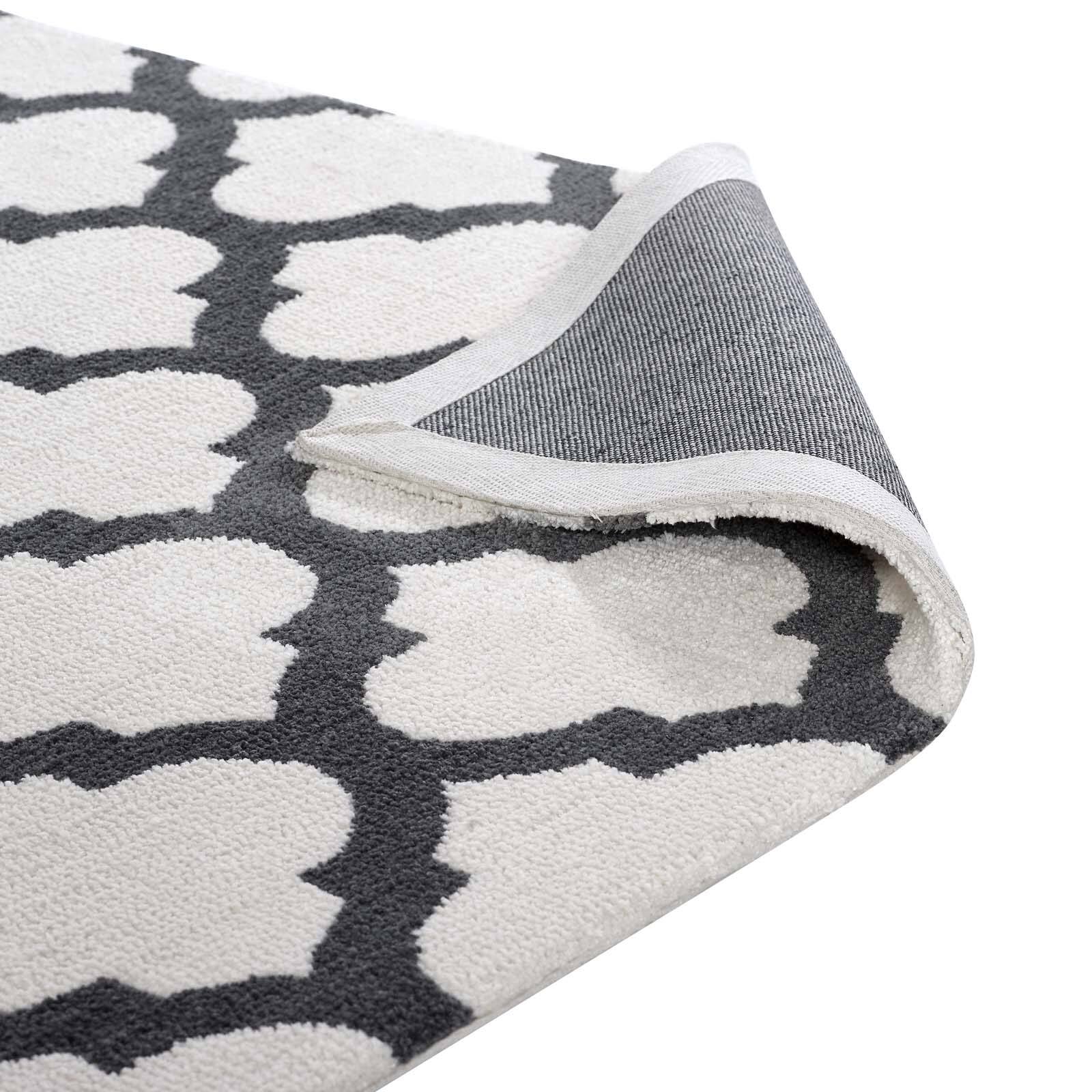 Alt View 2. Modway - Lida Moroccan Trellis Area Rug - Ivory and Charcoal.