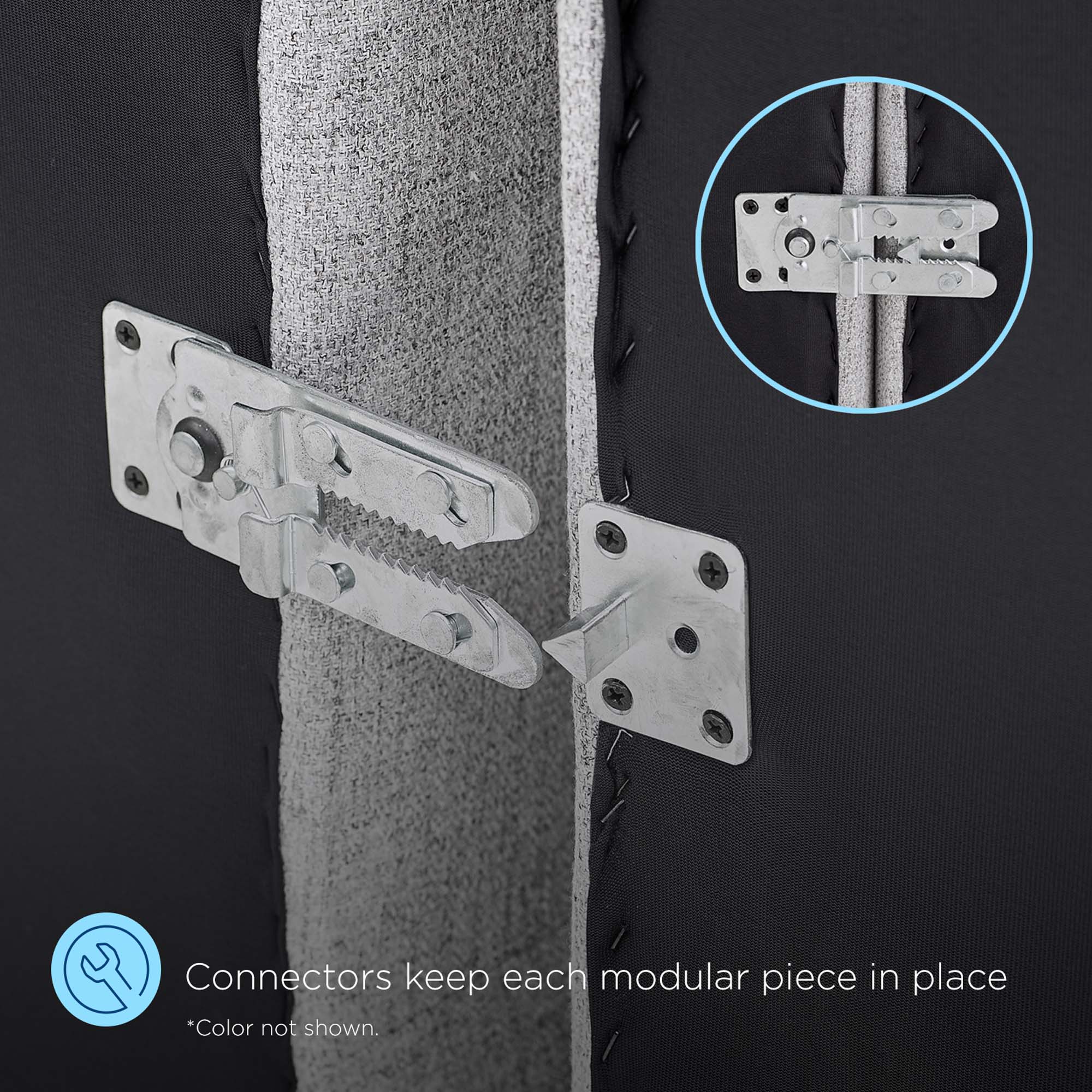 Connectors keep each modular piece in place  
*Color not shown.