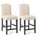 Front. Costway - Costway Set of 2 Upholstered Bar stools 25" Counter Height Chairs with Rubber Wood Legs - Beige.