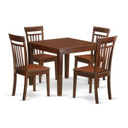 East West Furniture - 5 PcSmall Kitchen Table set with a Dining Table and 4 Dining Chairs - Mahogany