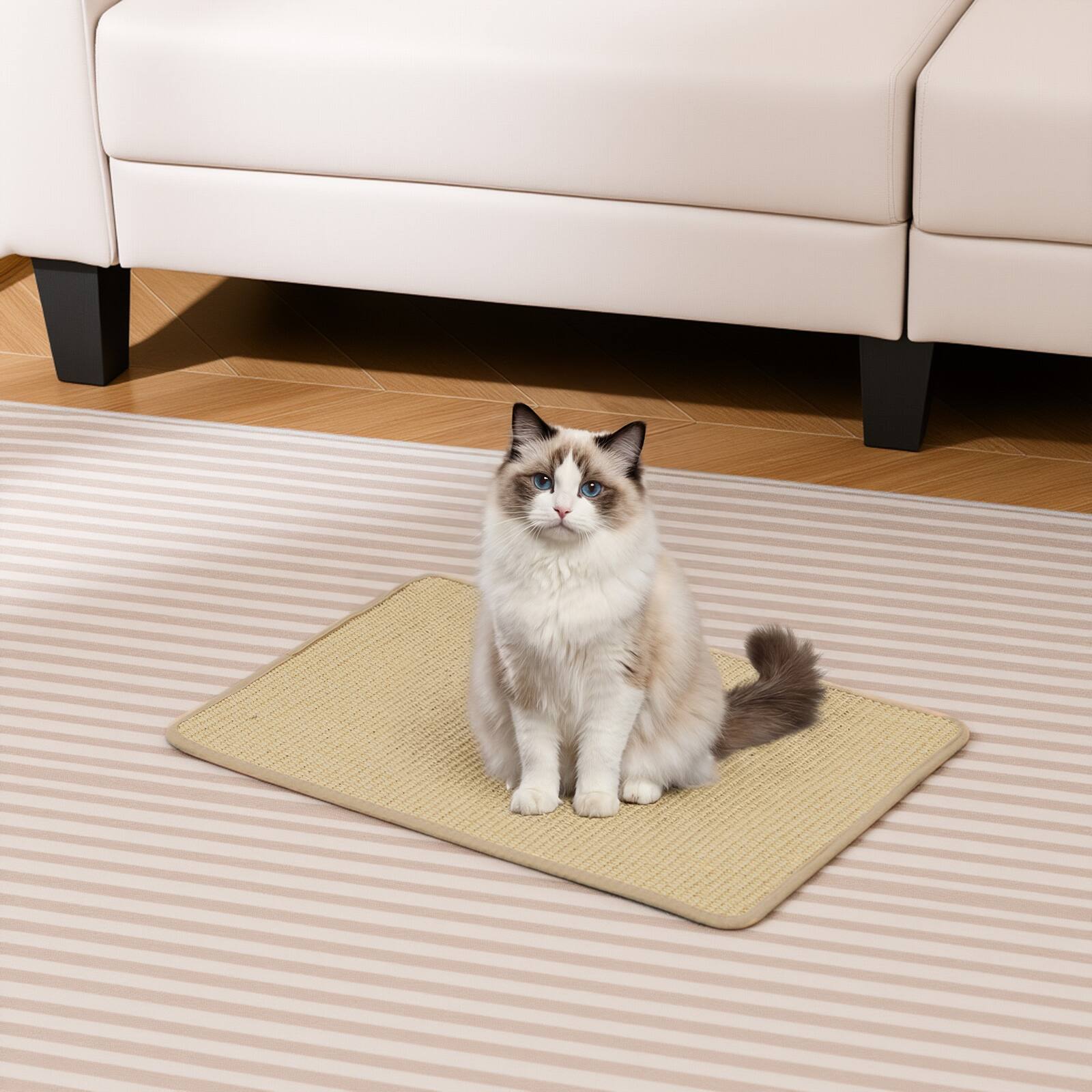 Alt View 1. Gymax - Gymax 12-Piece Cat Scratcher Mat Set 24'' x 16'' Natural Sisal Pads for Indoor Cats - Yellow.