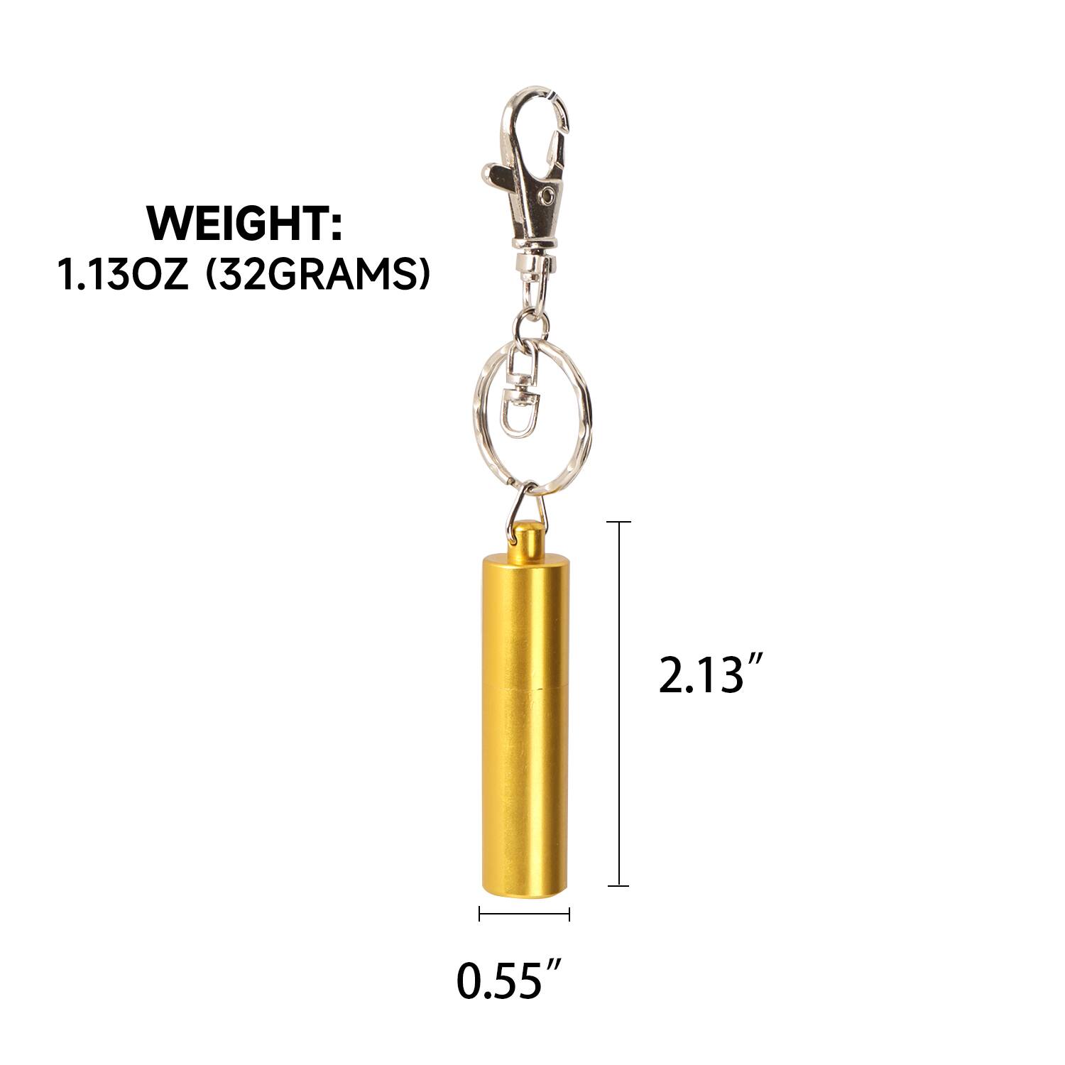 WEIGHT: 1.13OZ (32GRAMS)
2.13"
0.55"