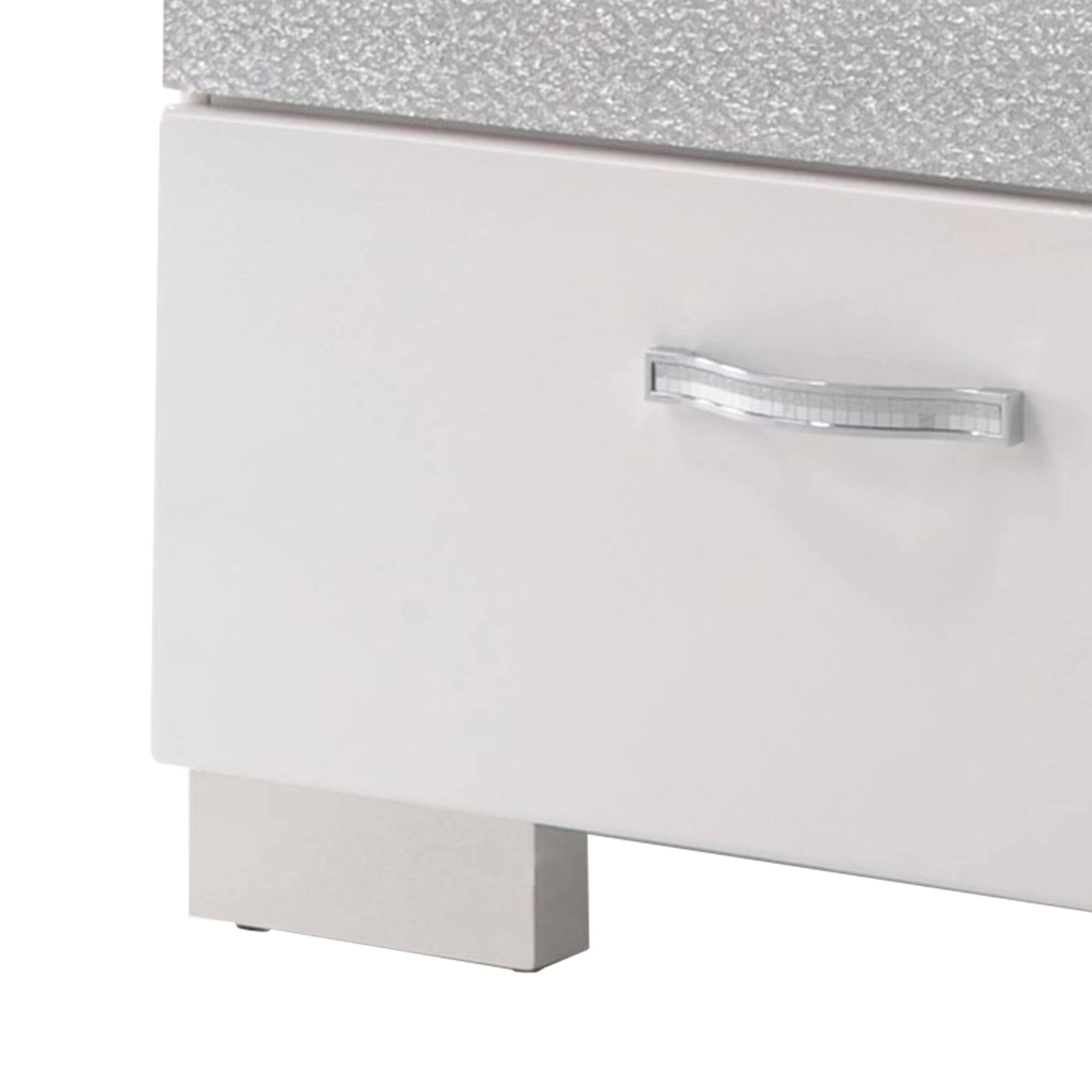 Alt View 3. Manhattan Lane - Nightstand With Three Center Metal Glide Drawers - White.