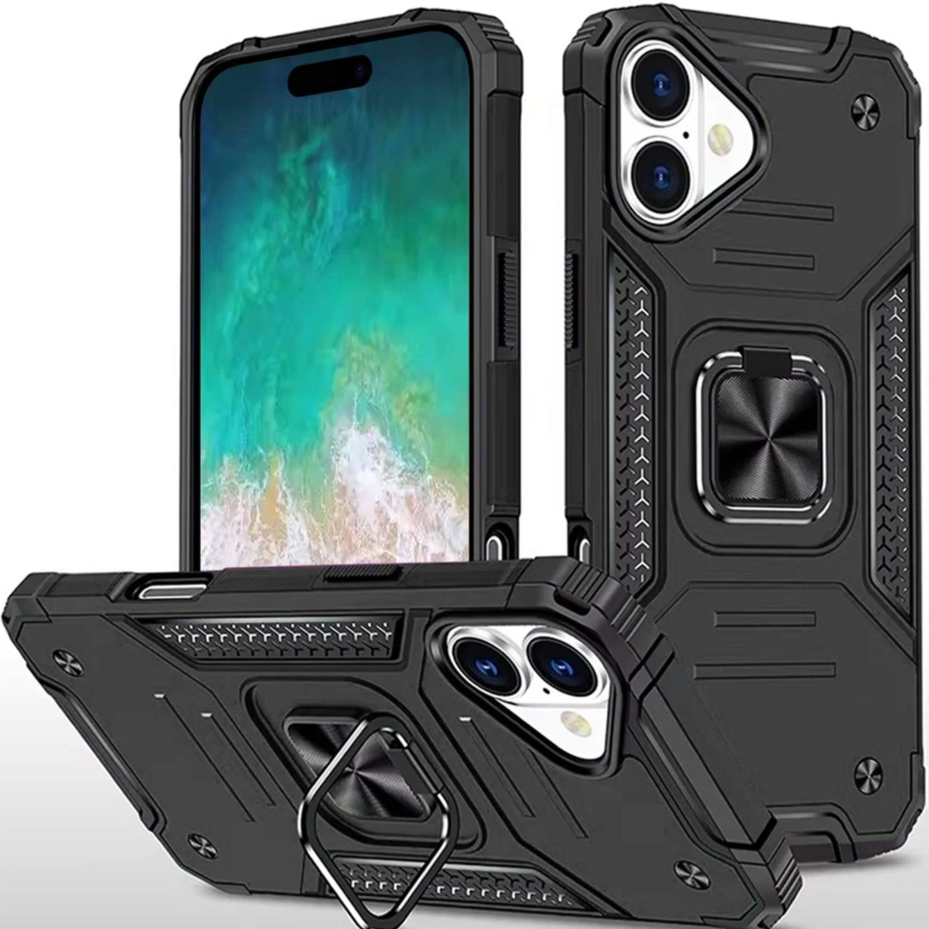 Kitcheniva - Shockproof Rugged Magnetic Stand Phone Case With Tempered Glass For iPhone 16 Plus - Black price history on PriceWatchPro