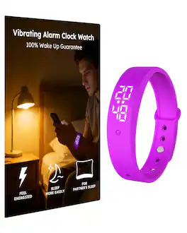 PRIMEPLUS - Vibrating Alarm Watch for Heavy Sleepers, Silent Wake Bracelet, NonAudible Sleep Band for Men & Women - Purple - (2026)