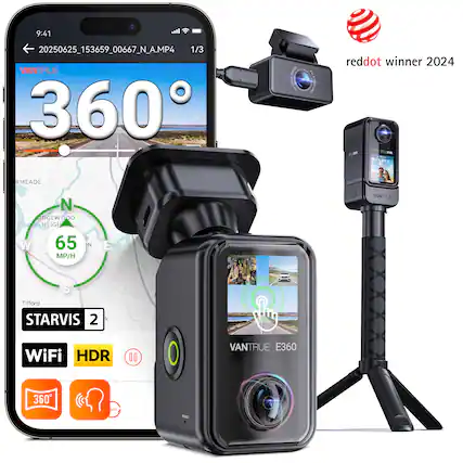 9:41 20250625_153659_00667_N_A.MP4 1/3 VANTRUE 360 1 ANRLRI reddot winner 2024 IPC nn DL F RMEADE N DGEWOOD HEIGH K W 65 IN MP/H 0 VANTRUE S Tilford STARVIS 2 i WiFi HDR 00 VANTRUE E360 360