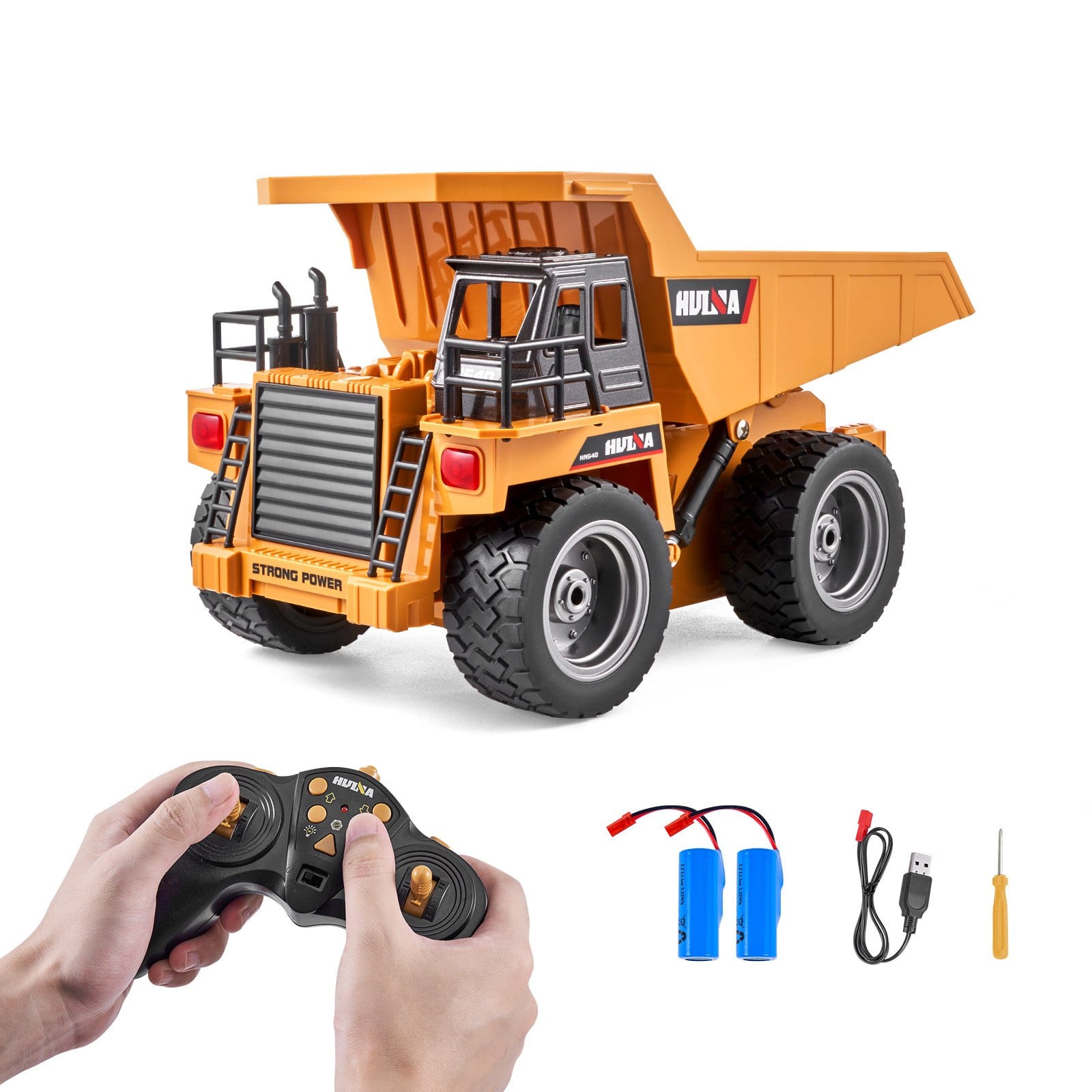 Glintex - RC Dump Truck 9-Channel 1:18 Scale Construction Vehicle Toy with Metal Cabin, Light & 2 Batteries for Kids 8+ .