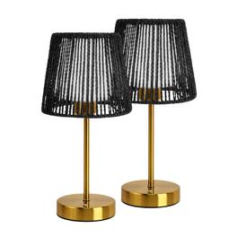 ONEWISH - 2-Pack Cordless Table Lamps with Double Shades – Portable, Touch-Control, Holiday Gift & Home Accent - Gold