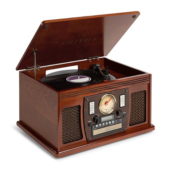 Victrola 8in1 Bluetooth Wooden Music Center Brown VTA