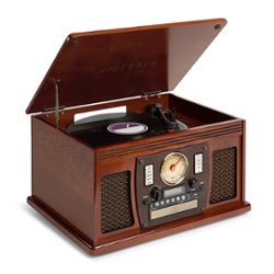 Victrola - Navigator 8-in-1 Classic Bluetooth Record Player with Turntable - Mahogany - Front_Zoom
