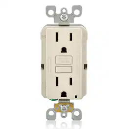Leviton - GFCI Outlet 15 Amp Self-Test Non Tamper-Resistant with LED, 2-Outlet GFNT1-T - Light Almond
