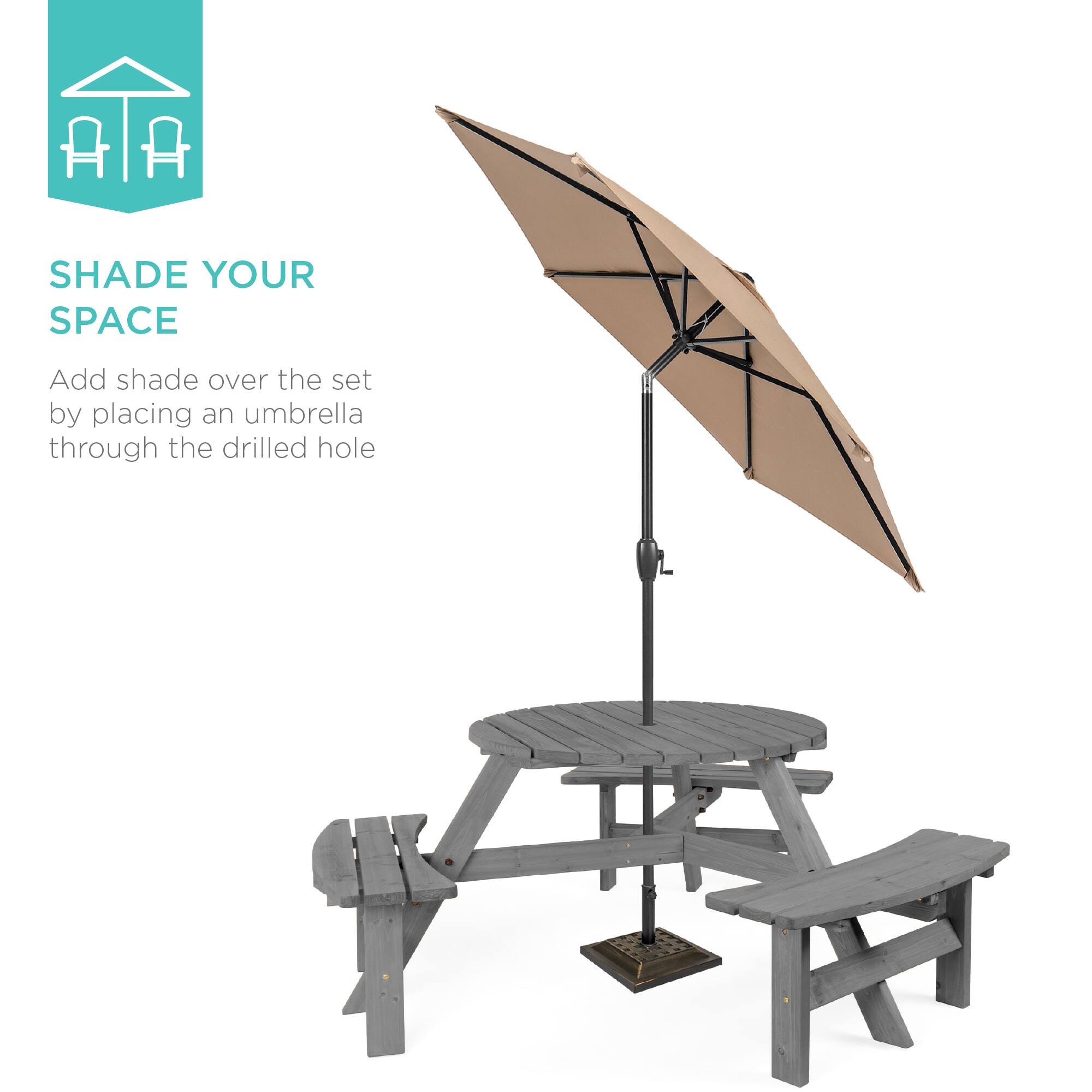 SHADE YOUR SPACE

Add shade over the set by placing an umbrella through the drilled hole