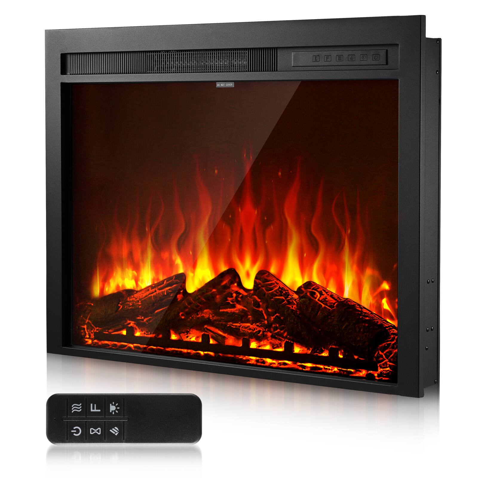 VEVOR - Electric Fireplace Insert, 35 inch Recessed and Wall Mounted with Adjustable Flame Color Brightness & 8h Timer & Remote - Black