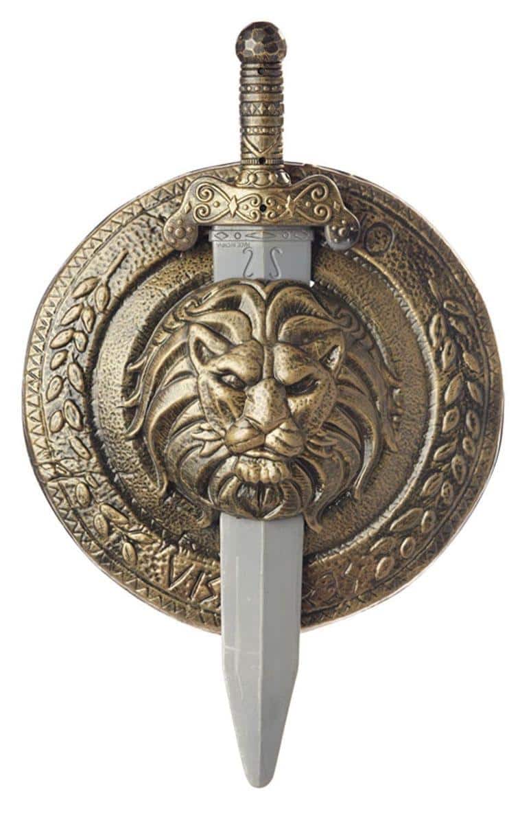 California Costumes - 18" Gladiator Combat Shield & Sword Costume Weapon Adult One Size - Gold