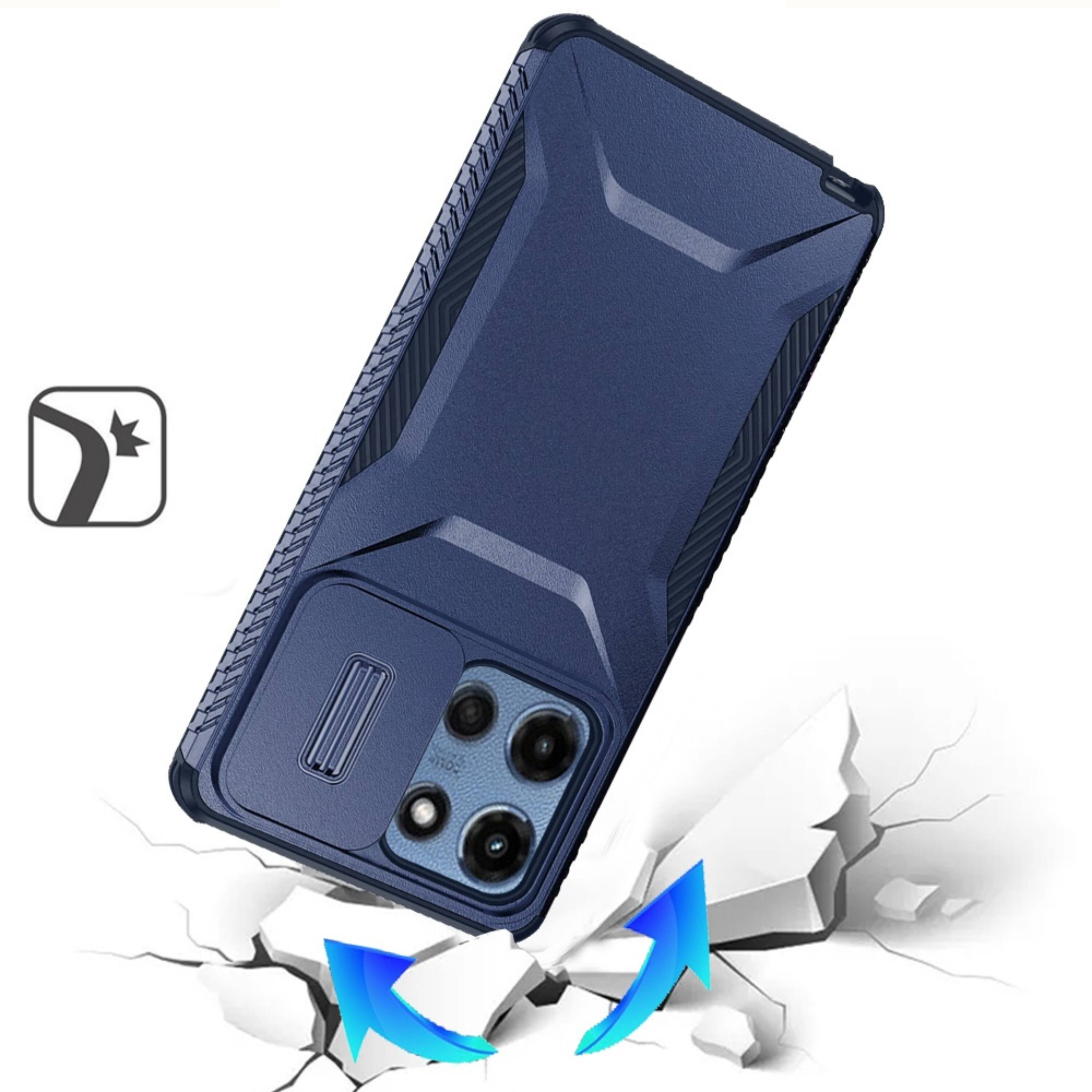 Back. Kitcheniva - Side Grip Rugged Case For Moto G 2025 2026 G Play 2026 With Sliding Camera Cover Dark Blue - Blue.