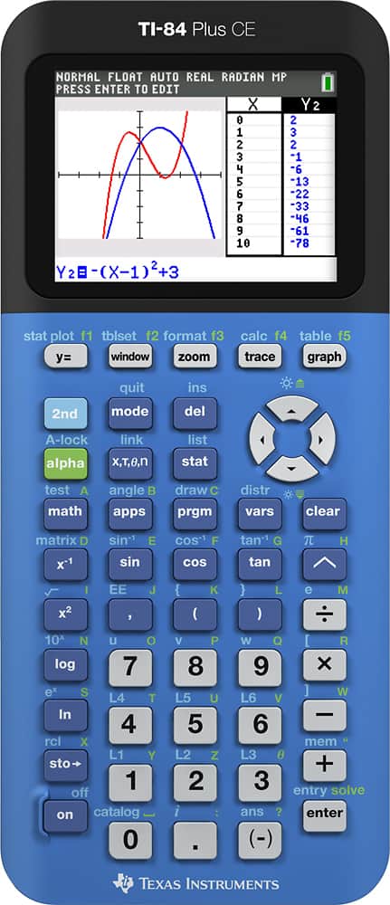 Front. Texas Instruments - TI-84+CE Graphing Calculator - Blue.