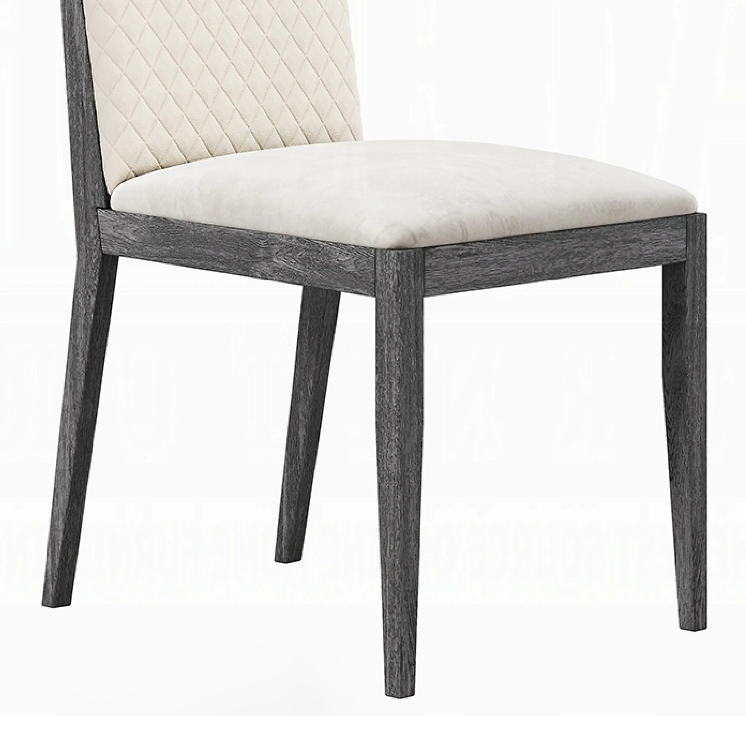Alt View 3. Manhattan Lane - Veny Dining Side Chair Set of 2, Quilted Gray Synthetic Leather Back - Gray, Dark Walnut Brown.