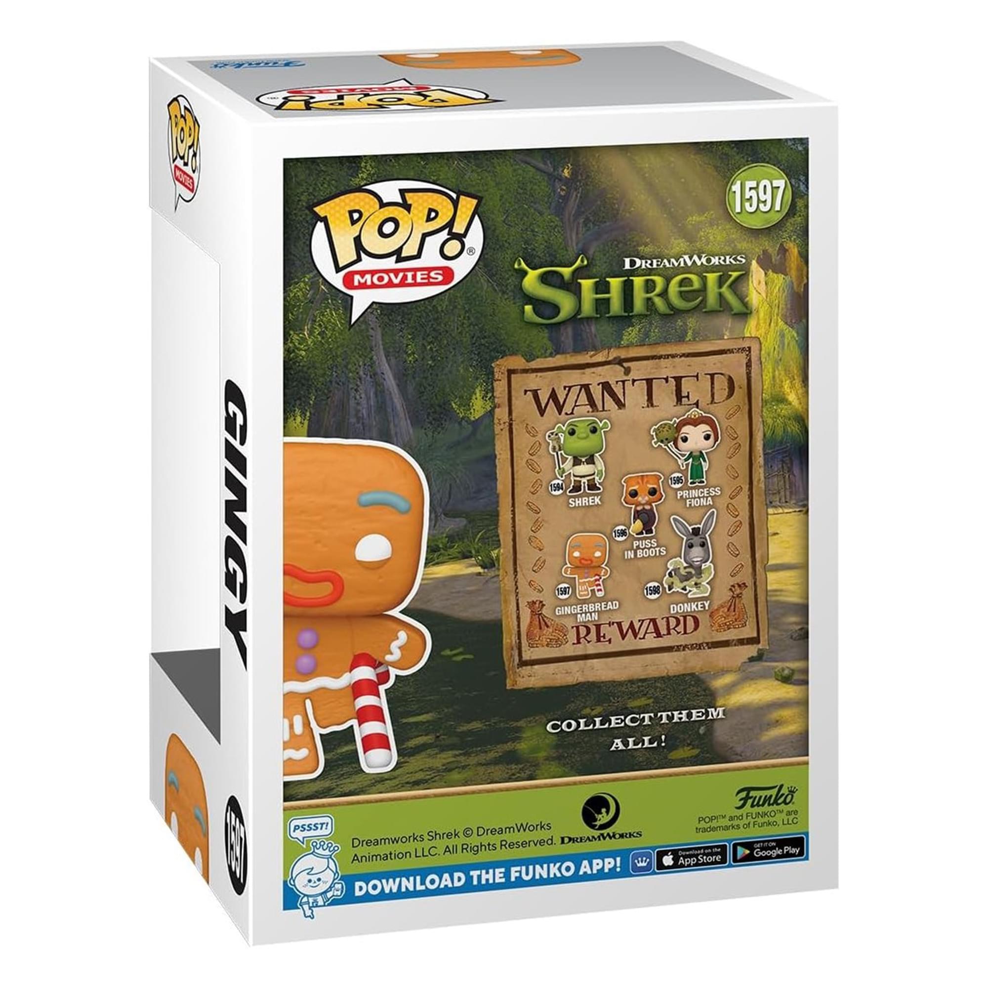 PE RPP 1 CO 1597 POP! DREAMWORKS MOVIES SHREK WANTED 1 TM PRINCESS SHREK FIONA GINGY GINGERBREAD MAN AD "WARD P IN PUSS BOOTS 5 DONKEY COLLECT THEM ALL! Funko FUNKO are POP! and LLC PSSST! trademarks of Funko, Shrek DreamWorks DREAMWORKS GRRP Dreamworks Rights Reserved. LLC. All Google Play Animation App Store FUNKO APP! DOWNLOAD THE
