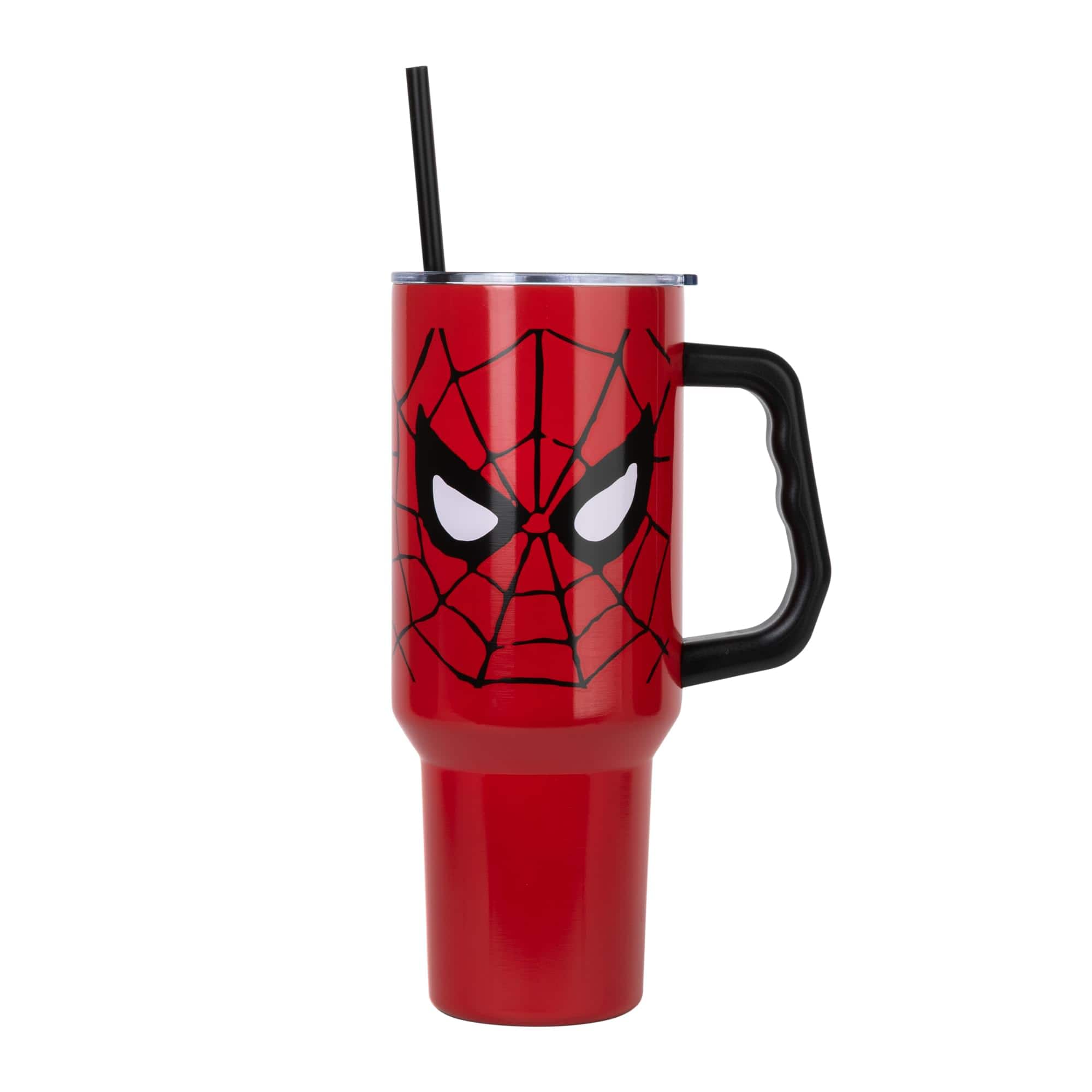 Silver Buffalo - Marvel Spider-Man Face 40-Ounce Stainless Steel Tumbler With Handle - Multi-Colored