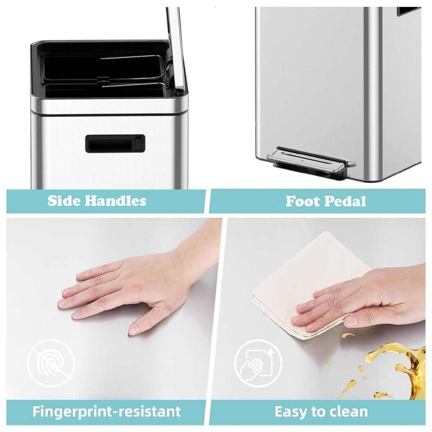 - Side Handles
- Foot Pedal
- Fingerprint-resistant
- Easy to clean