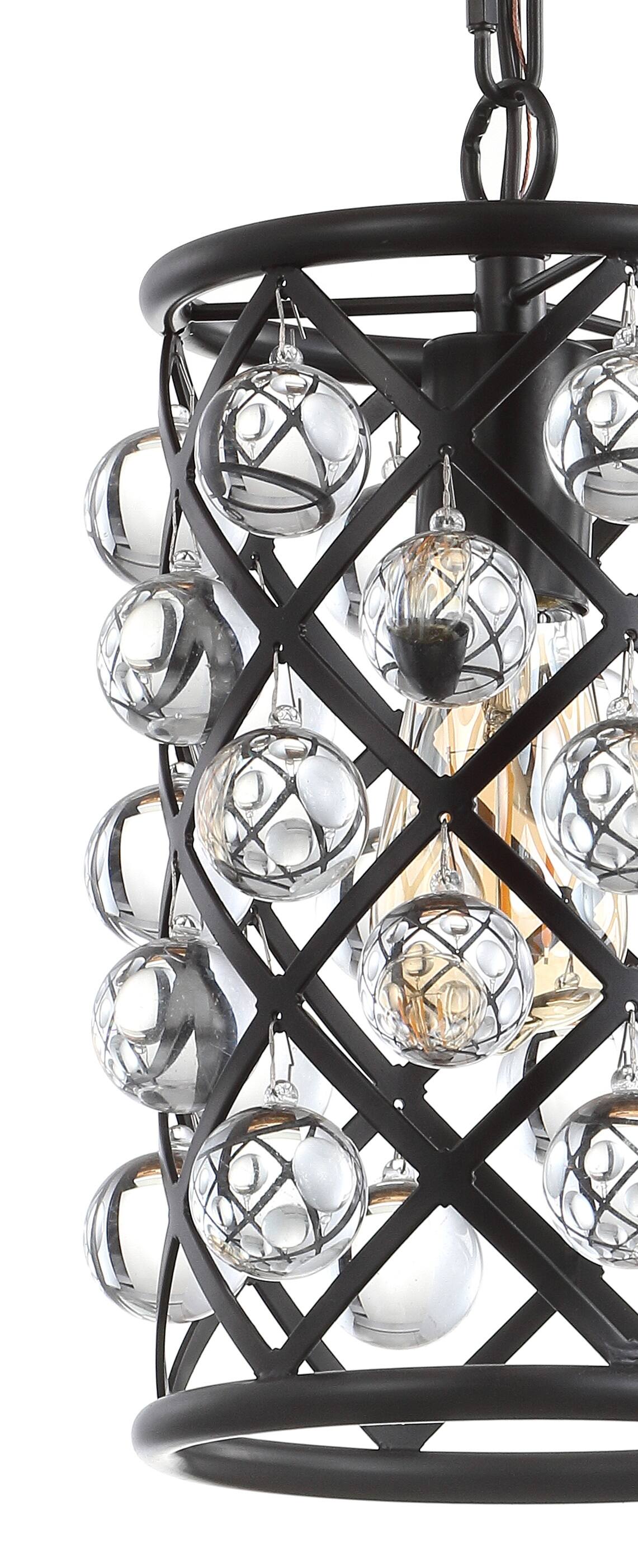 Alt View 3. Jonathan Y - Gabrielle 8" Metal/Crystal LED Pendant, Oil Rubbed Bronze / Clear - Oil Rubbed Bronze / Clear.