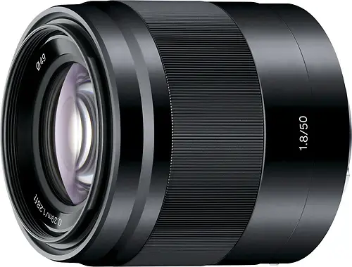 Front. Sony - 50mm f/1.8 Optical Lens for Select E-Mount Cameras - Black.