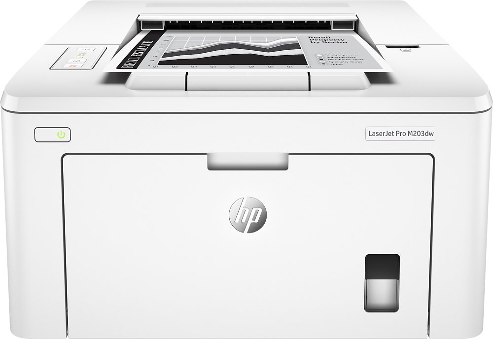 Zoom in on Front Zoom. HP - LaserJet Pro M203dw Wireless Black-and-White Laser Printer - White.