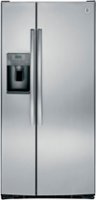 GE - 23.0 Cu. Ft. Side-by-Side Refrigerator with External Ice & Water Dispenser - Stainless steel - Front_Zoom